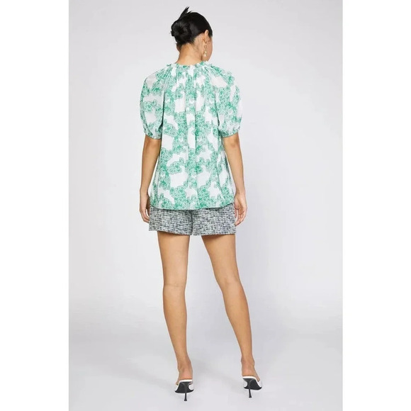 EUC Current Air Abstract Motif Floral Blouse - Ruffle V-Neck Top Shirt - Picture 2 of 7